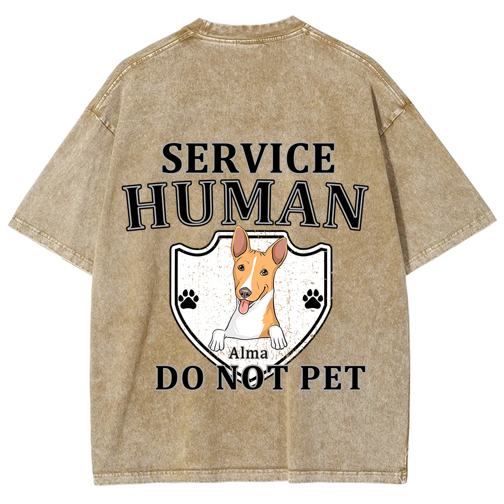 Service Human, Do Not Pet 10 - Personalized Custom Unisex Fit Washed T-Shirt wearishow