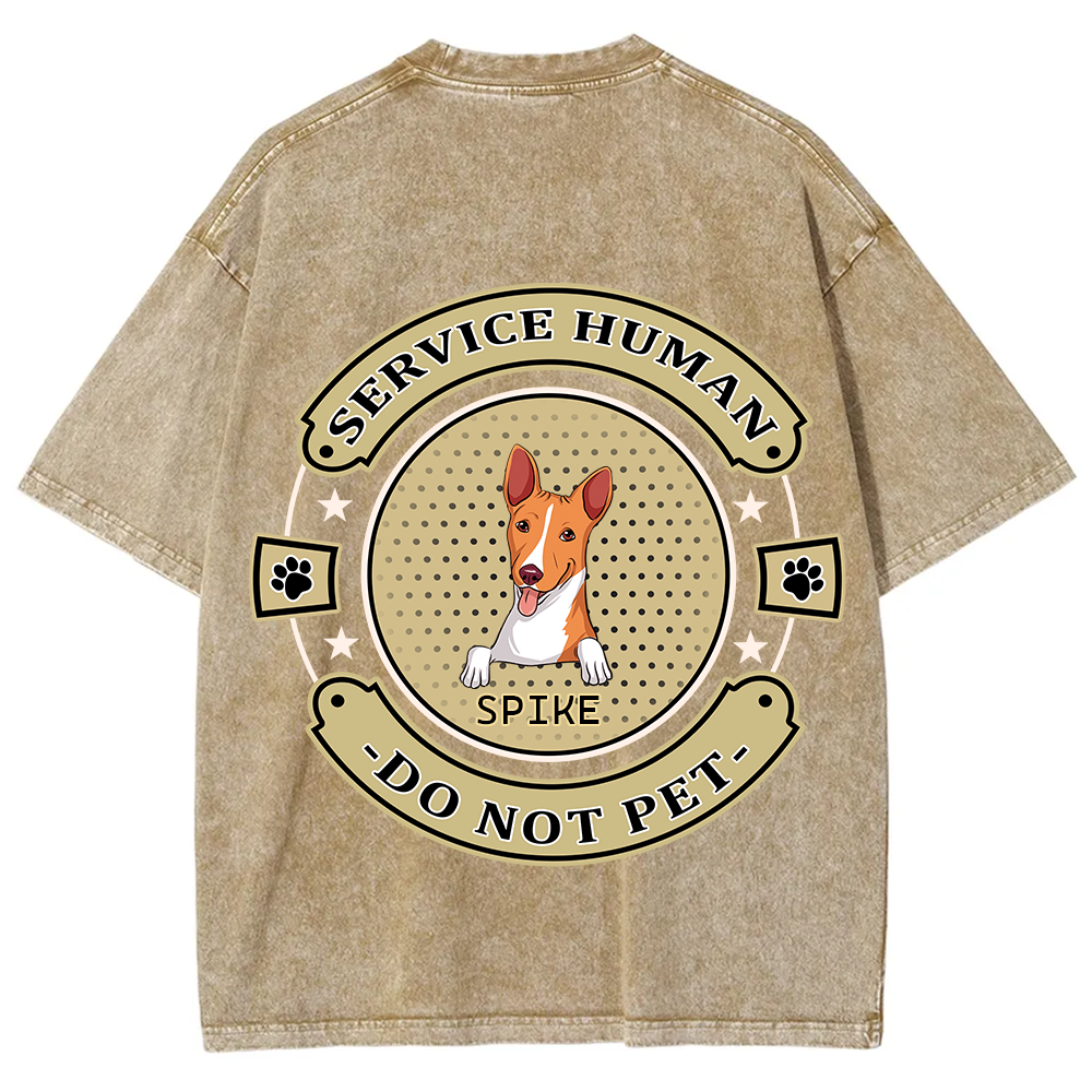 Service Human, Do Not Pet 14- Personalized Custom Unisex Fit Washed T-Shirt wearishow