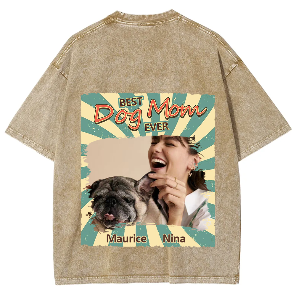 Retro Funny Dog Shirt Photo- Personalized Custom Unisex Fit Washed T-Shirt wearishow