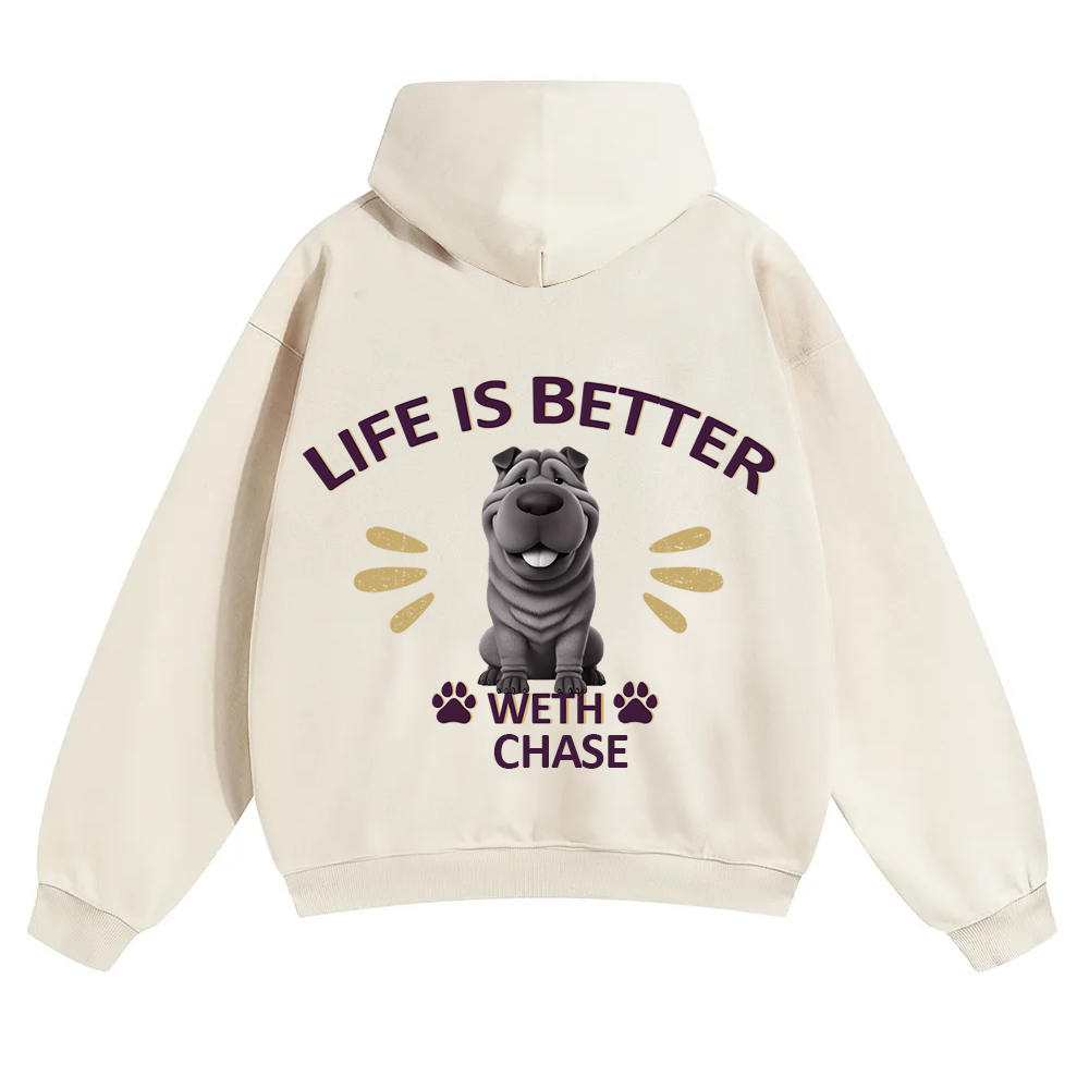 Better Life With My Dog - Personalized Custom Unisex Soild Color Hoodies wearishow