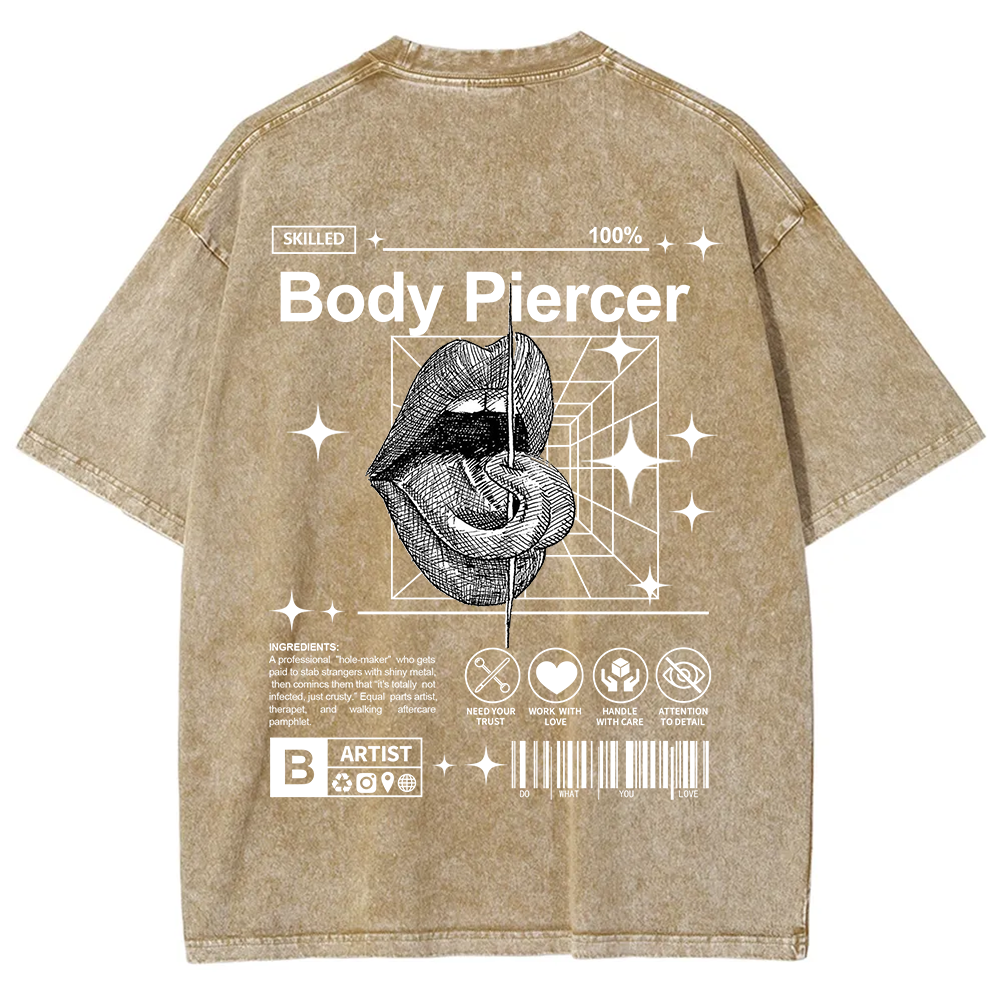 Body Piercer Casual Unisex Fit Washed T-Shirt