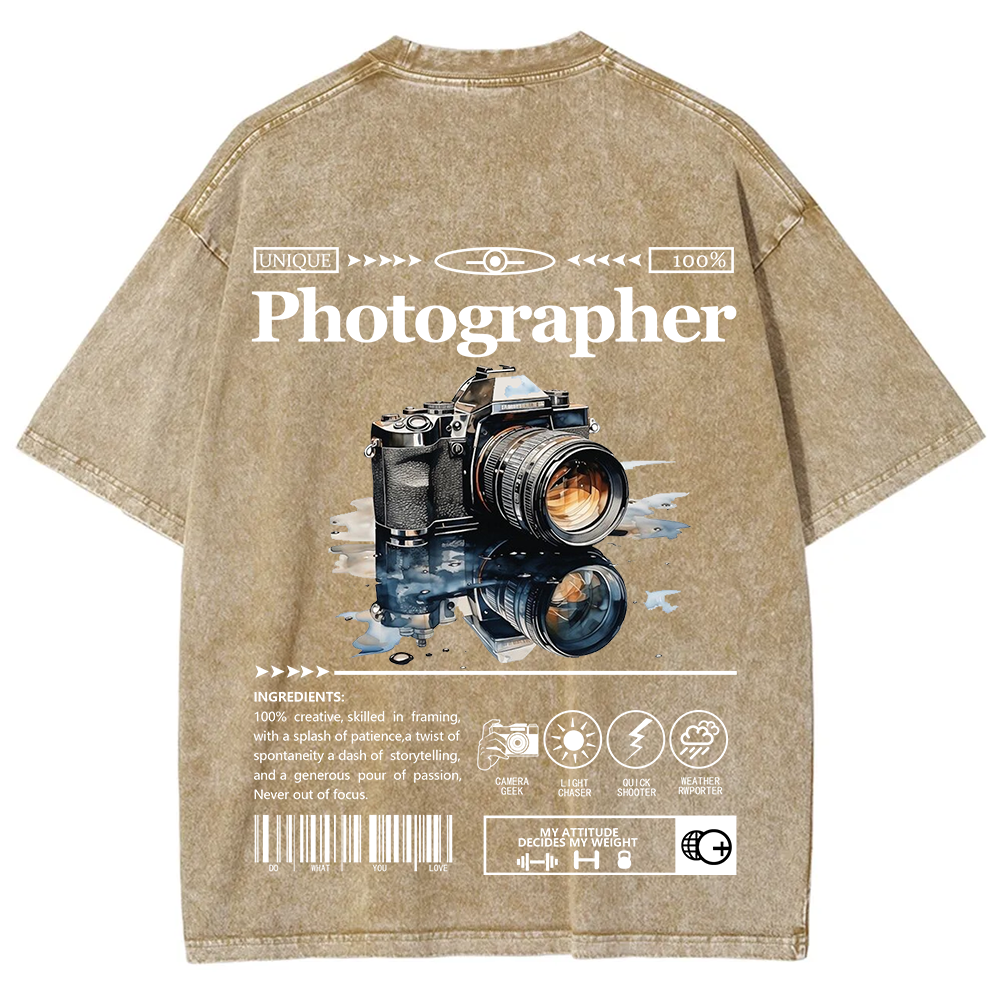 Photographer Unisex Fit Washed T-Shirt