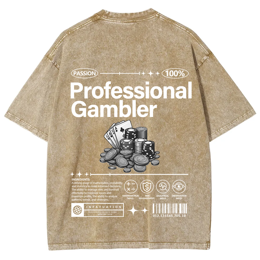 Professional Gambler Unisex Fit Washed T-Shirt