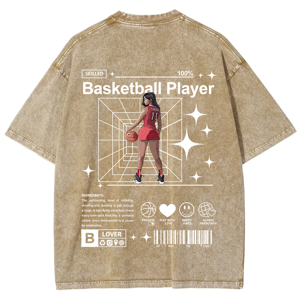 Basketball Player Unisex Fit Washed T-Shirt