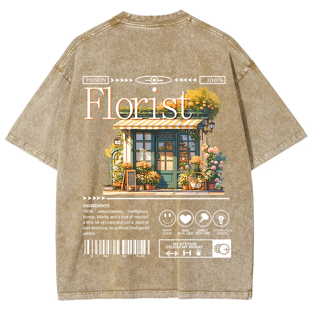 Florist Unisex Fit Washed T-Shirt
