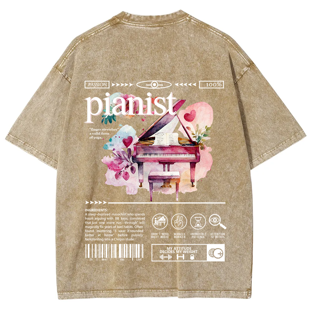 Pianist Unisex Fit Washed T-Shirt