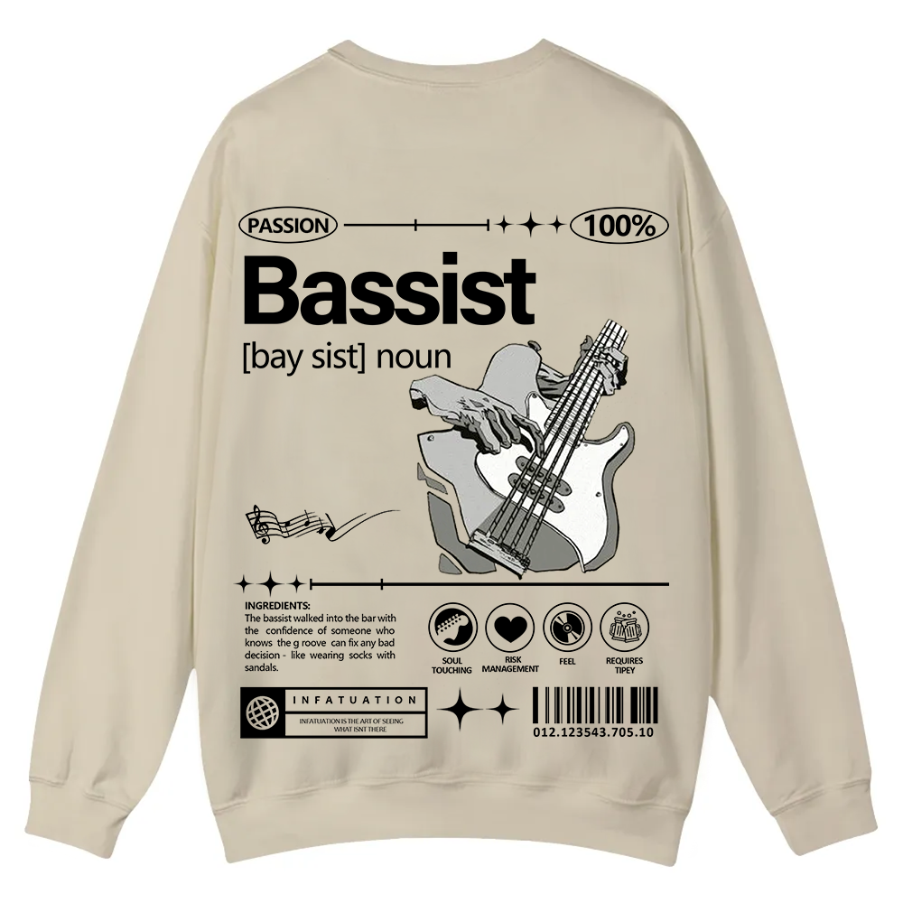 Bassist Casual Crewneck Sweatshirt wearishow