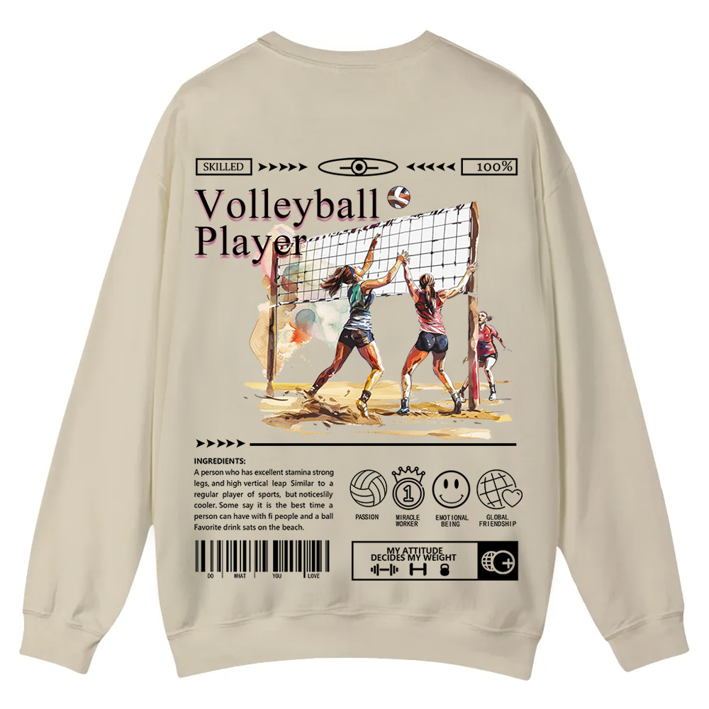 Volleyball Player Casual Crewneck Sweatshirt wearishow