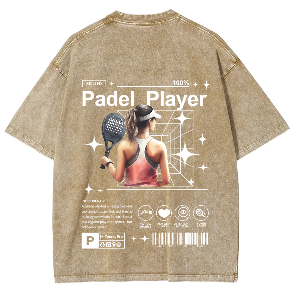 Padel Player Unisex Fit Washed T-Shirt