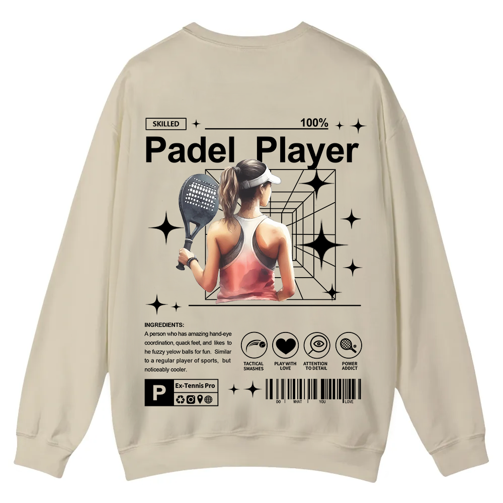 Padel Player Casual Crewneck Sweatshirt wearishow