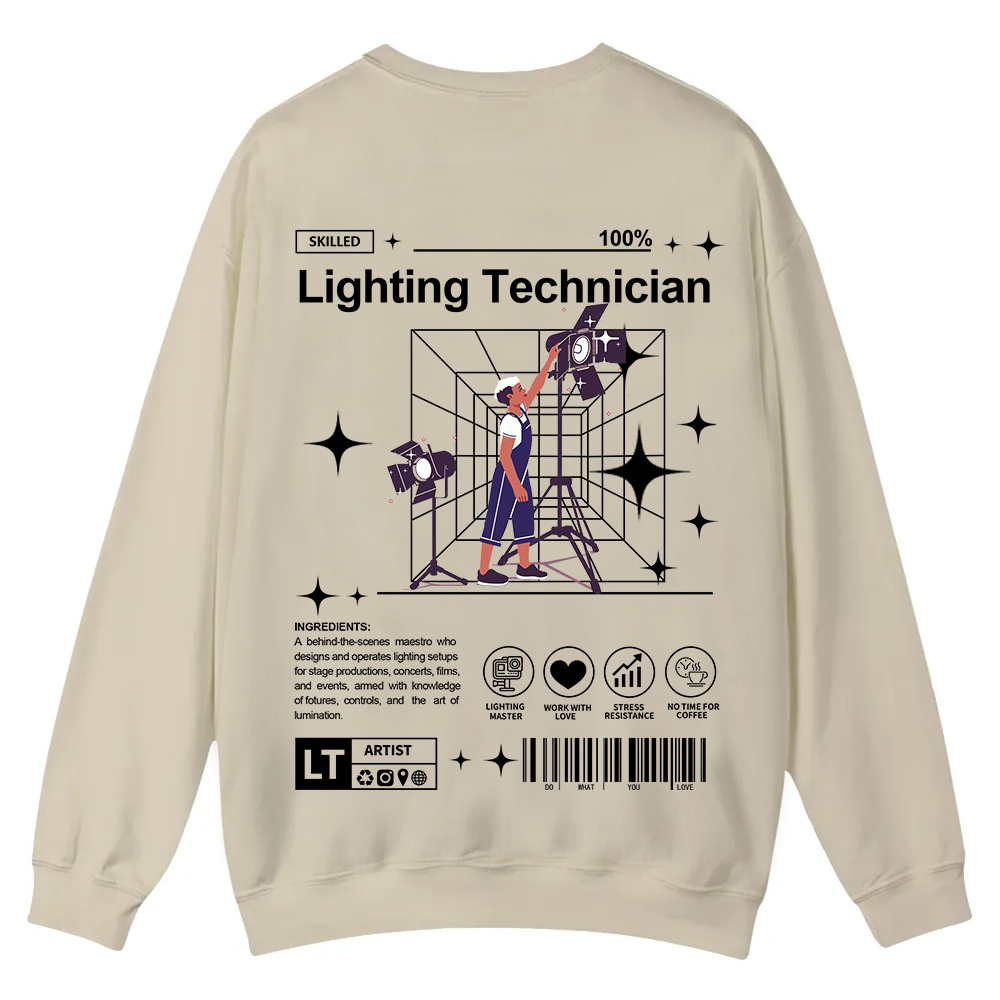 Lighting Technician Casual Crewneck Sweatshirt wearishow