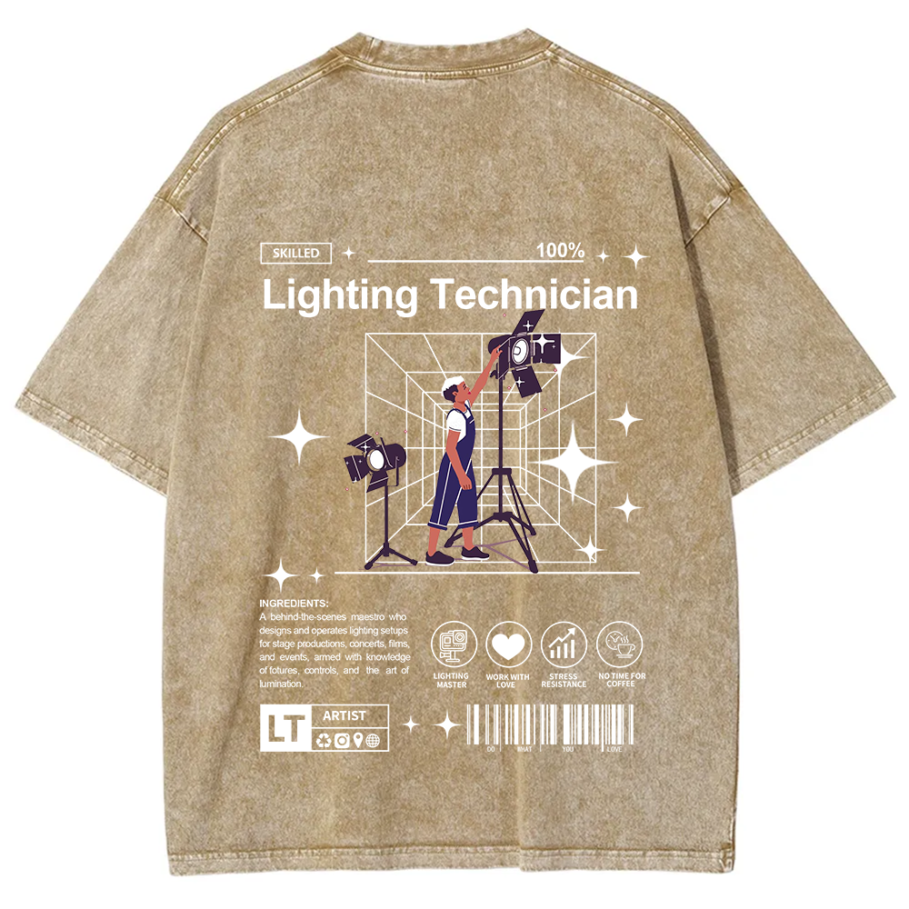 Lighting Technician Unisex Fit Washed T-Shirt
