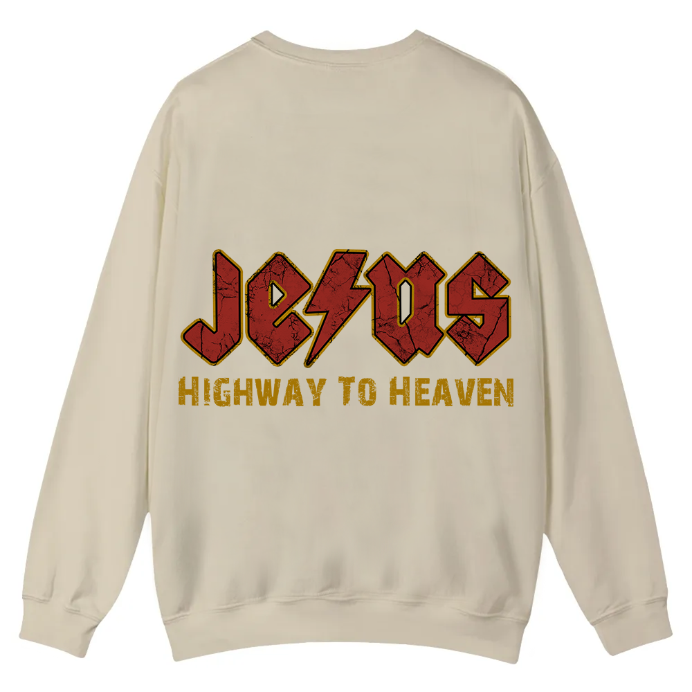 Jesus Highway To Heaven Casual Crewneck Sweatshirt wearishow