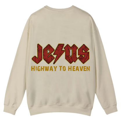 Jesus Highway To Heaven Casual Crewneck Sweatshirt wearishow