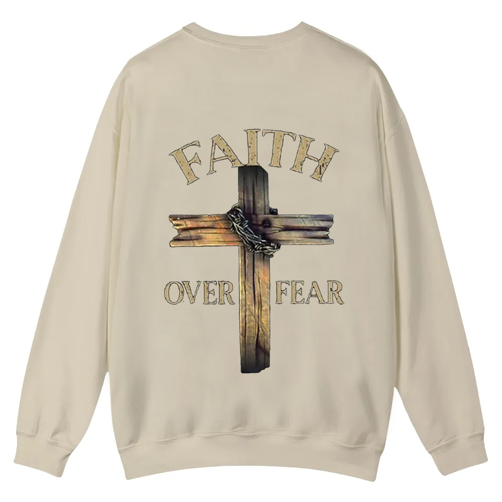 Faith Over Fear Cross Casual Crewneck Sweatshirt wearishow