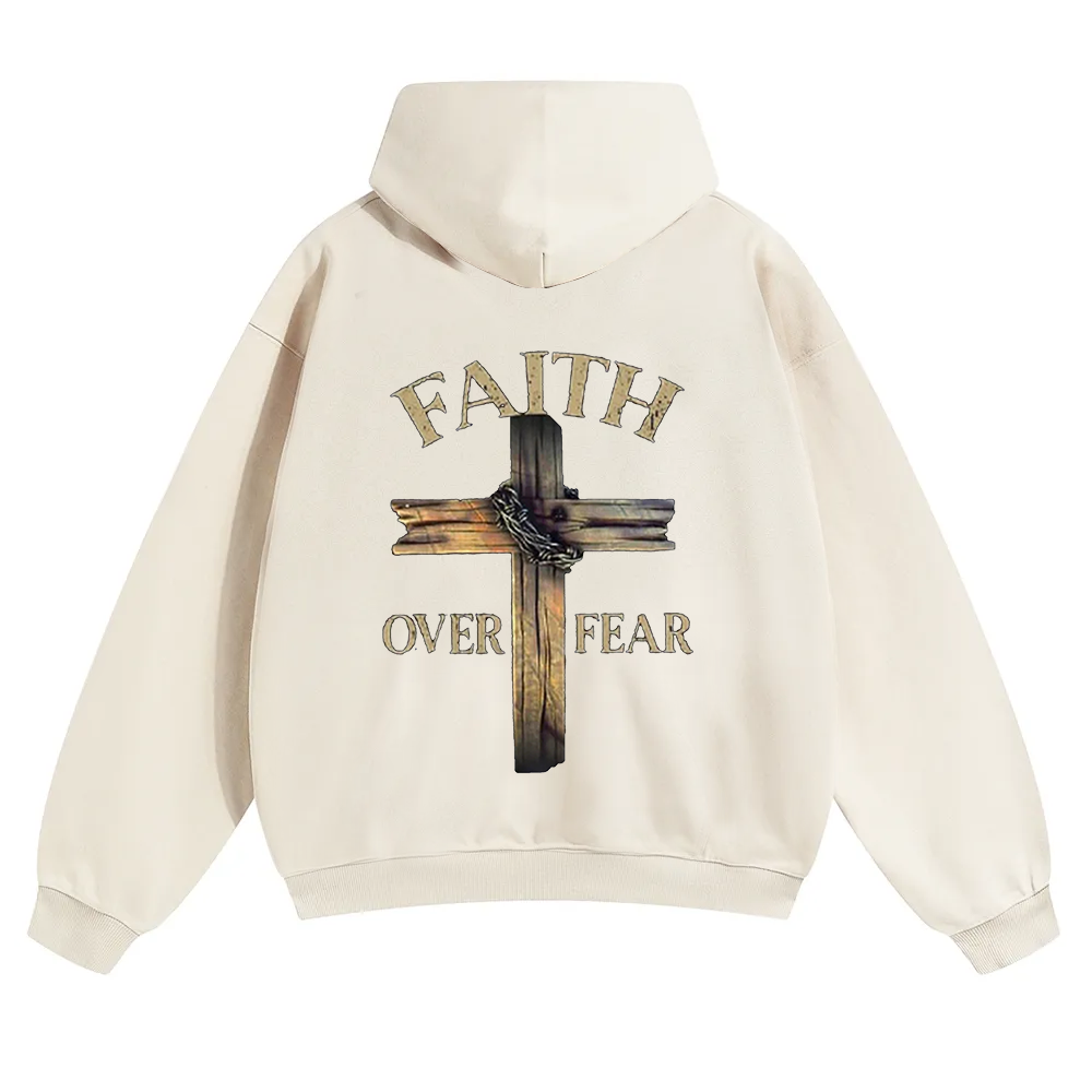 Faith Over Fear Cross Unisex Solid Color Hoodie wearishow
