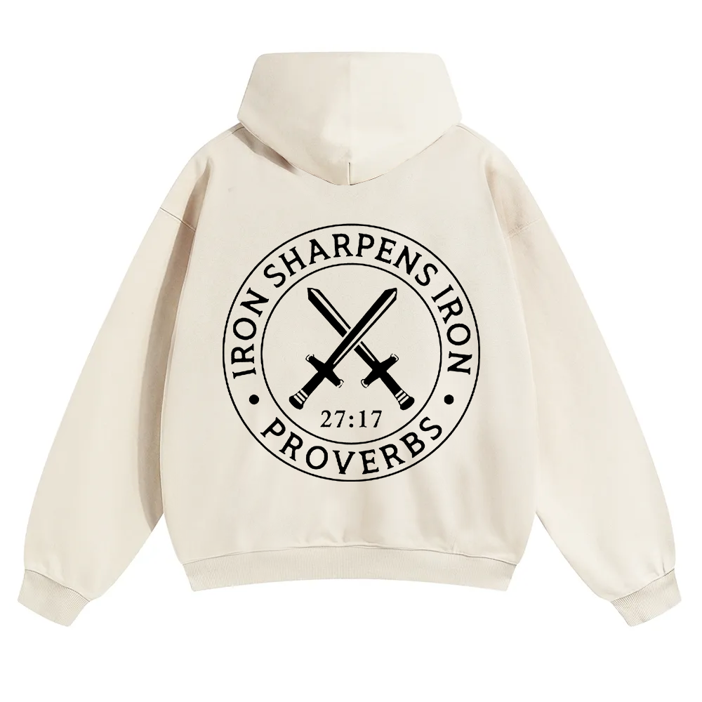 Iron Sharpens Iron PRVOERBS 27:17 Christian Unisex Solid Color Hoodie wearishow