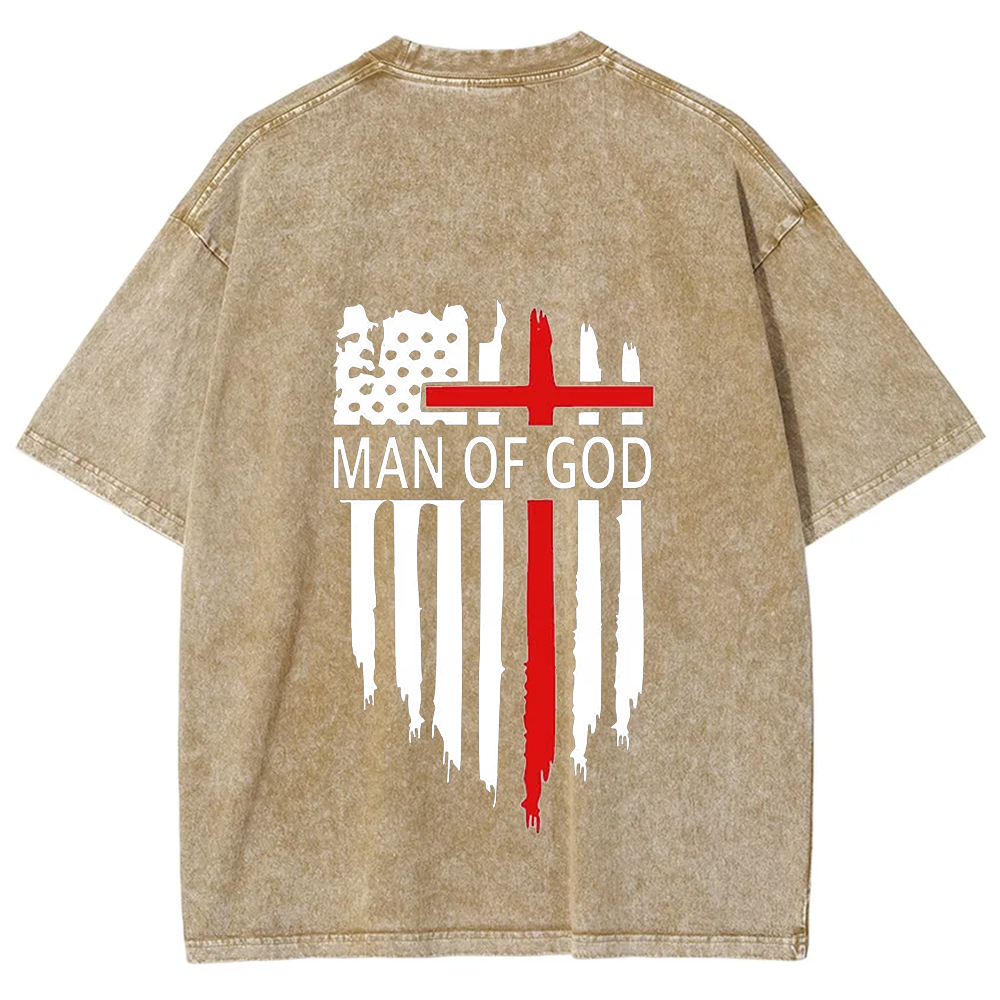 Man Of God Chrsitian Unisex Fit Washed T-Shirt