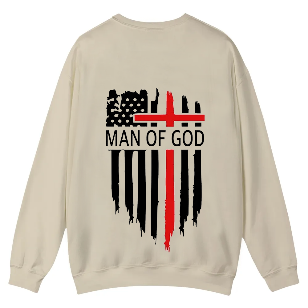 Man Of God Chrsitian Casual Crewneck Sweatshirt wearishow