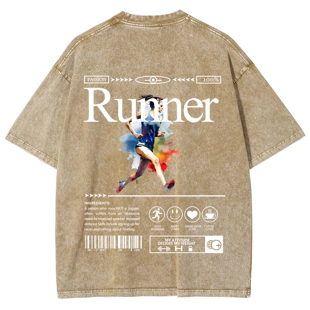 Runner Unisex Fit Washed T-Shirt