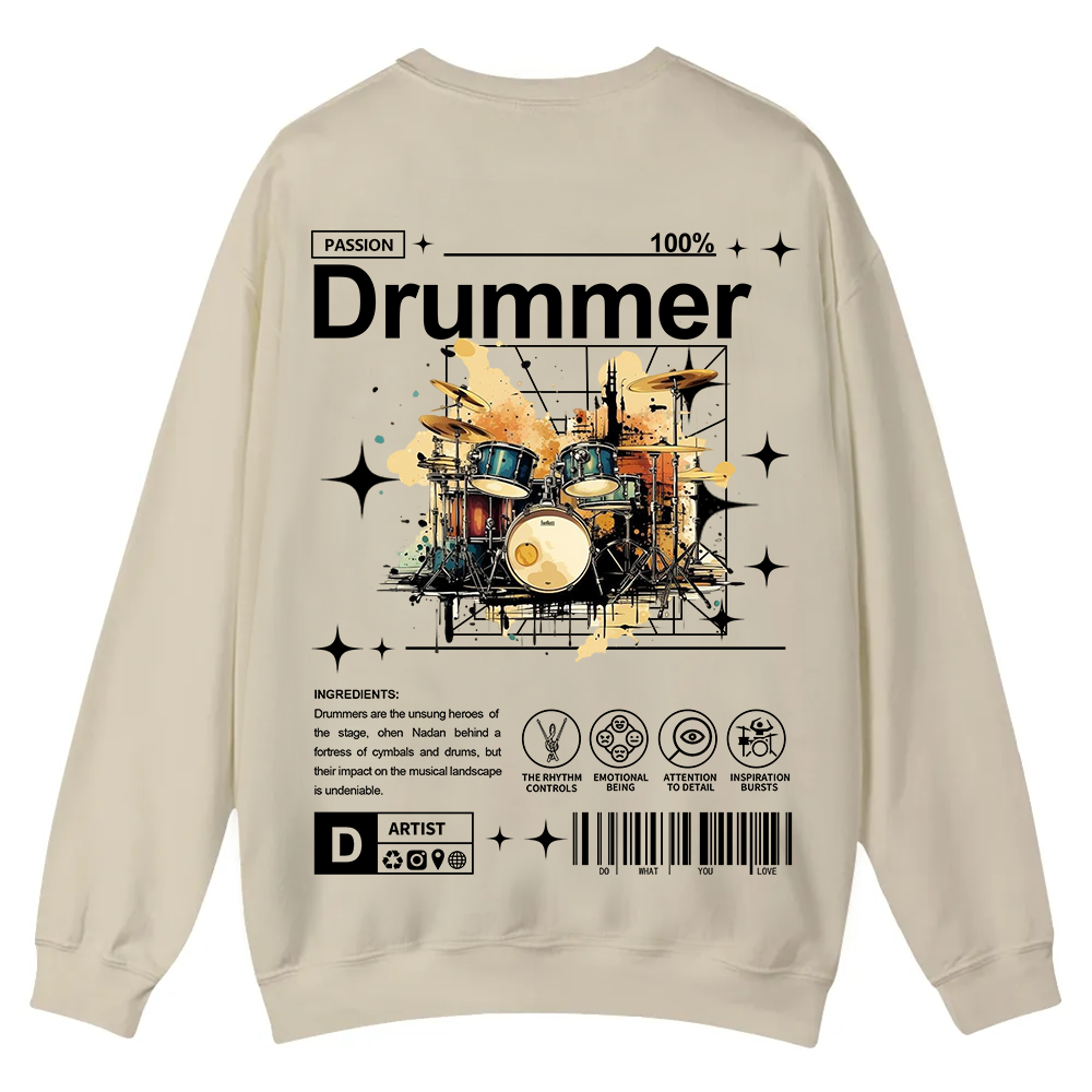 Drummer Casual Crewneck Sweatshirt wearishow
