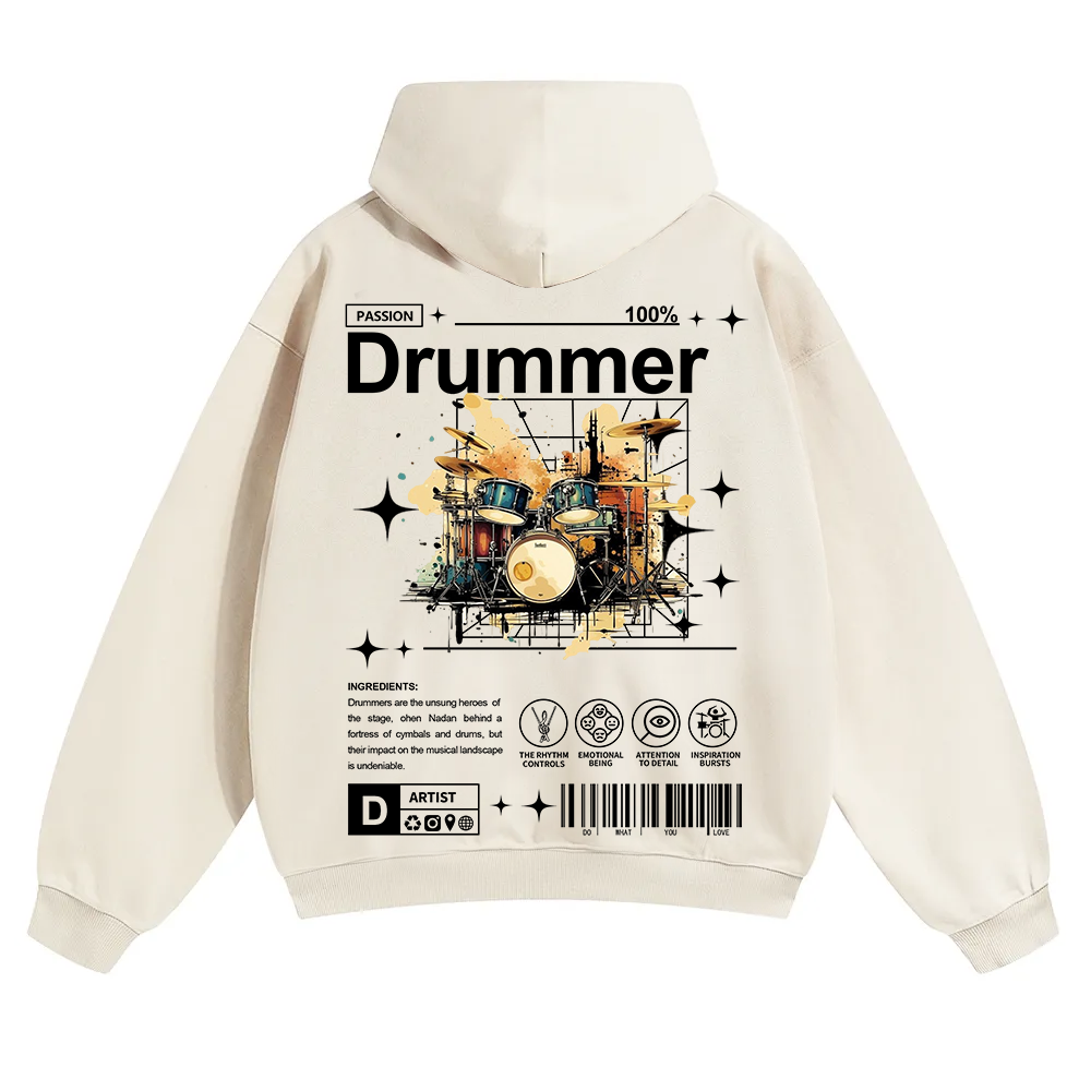 Drummer Unisex Solid Color Hoodie wearishow