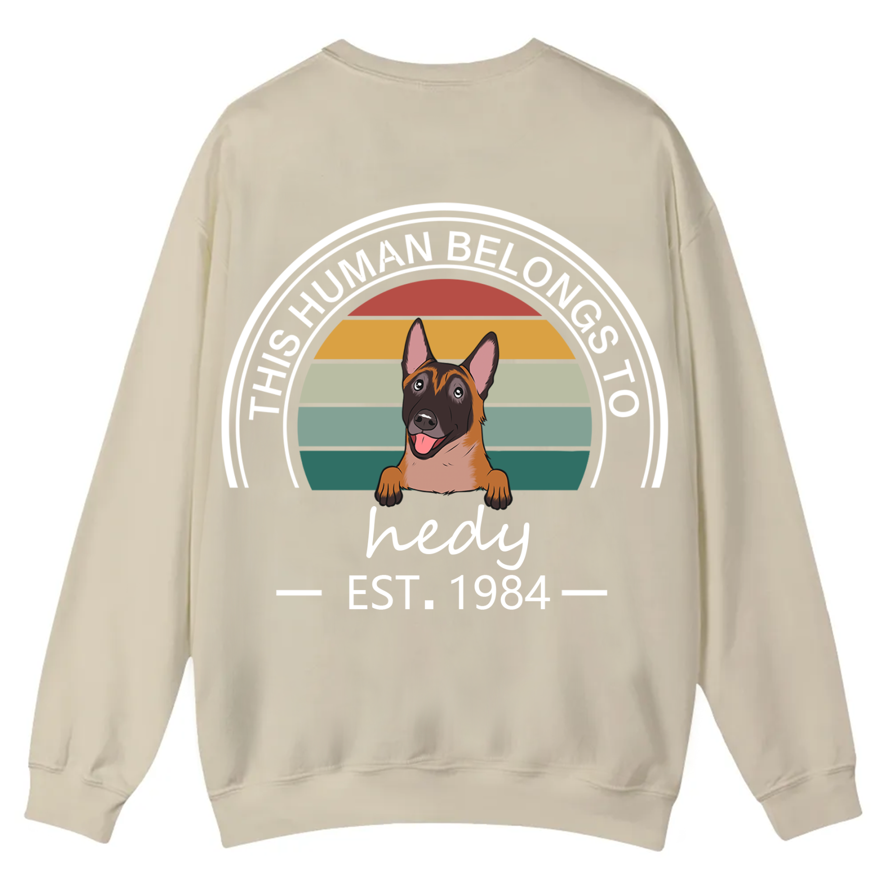 This Human Belongs To - Personalized Custom Unisex Casual Crewneck Sweatshirt
