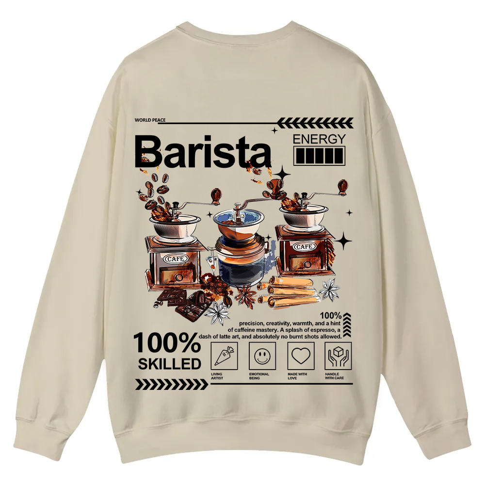 Barista Casual Crewneck Sweatshirt wearishow