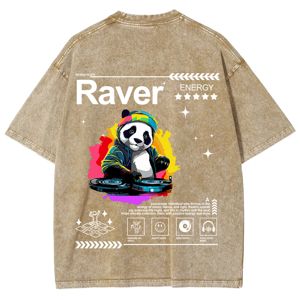 Raver Unisex Fit Washed T-Shirt