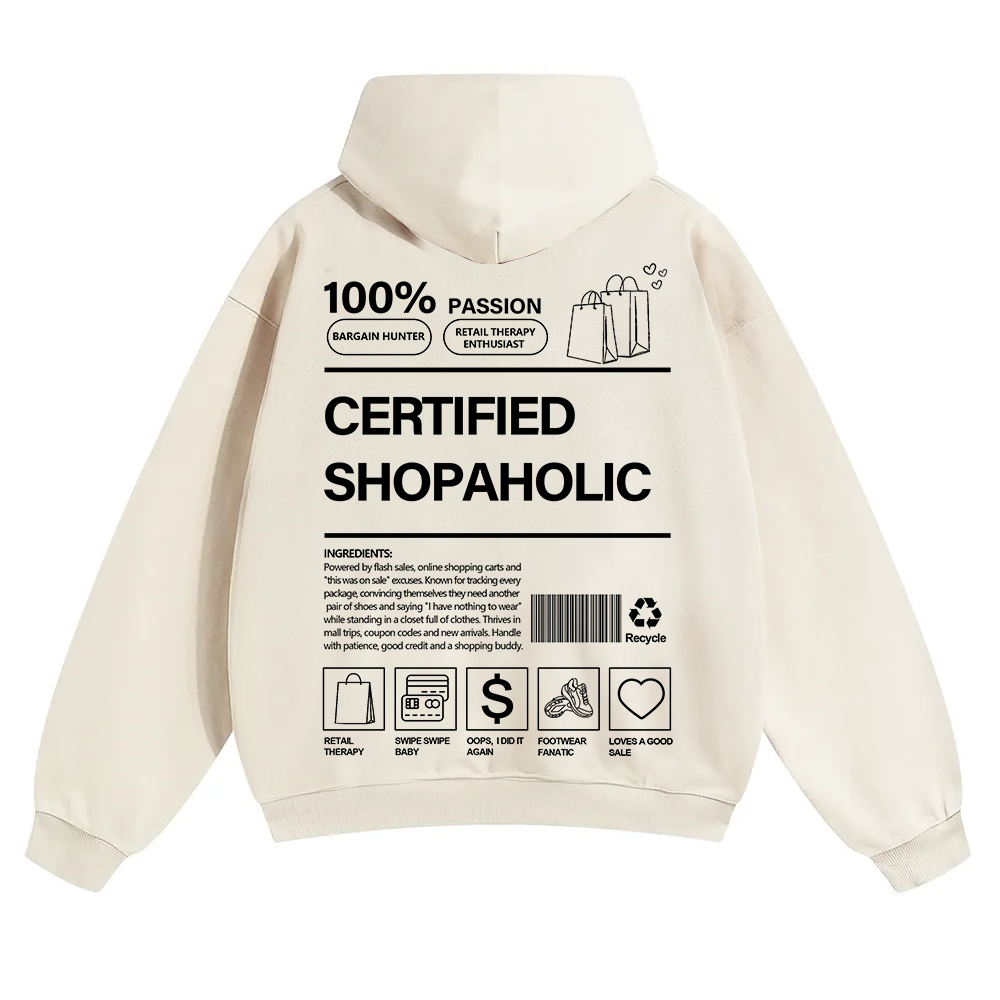 Certified Shopaholic Unisex Solid Color Hoodie wearishow