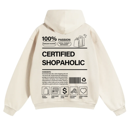 Certified Shopaholic Unisex Solid Color Hoodie wearishow