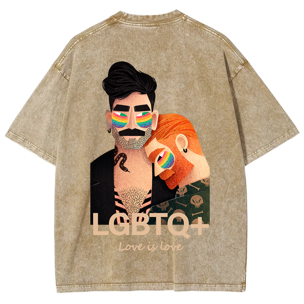 Lgbtq+ Love Is Love Unisex Fit Washed T-Shirt
