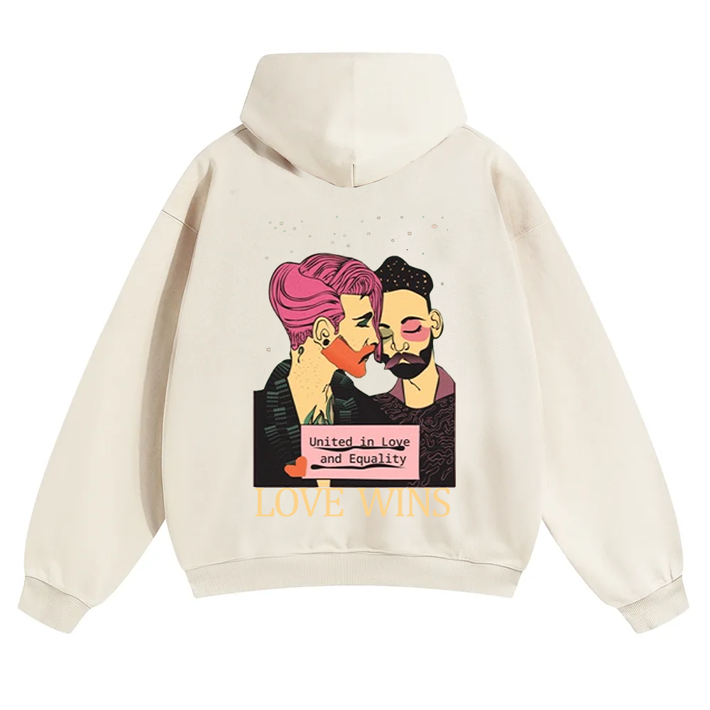 United in Love and Equality Love Wins Unisex Solid Color Hoodie wearishow