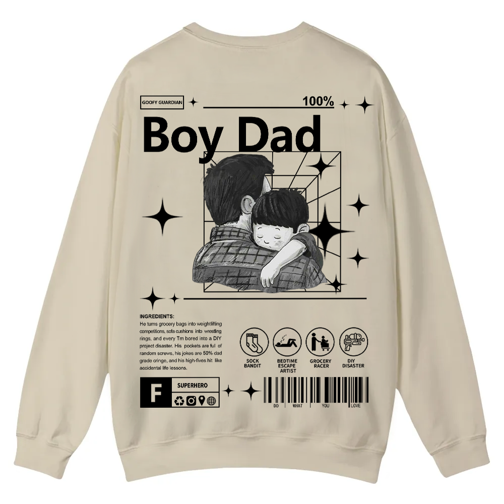 Boy Dad Casual Crewneck Sweatshirt wearishow