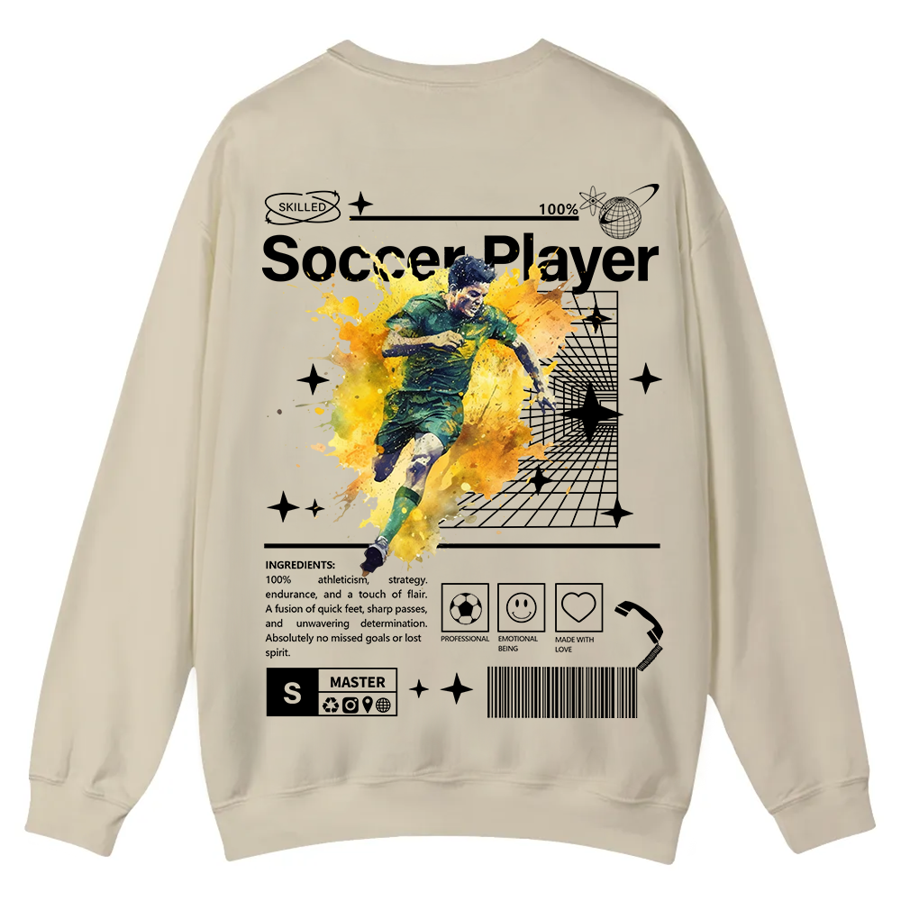 Soccer Player Casual Crewneck Sweatshirt wearishow