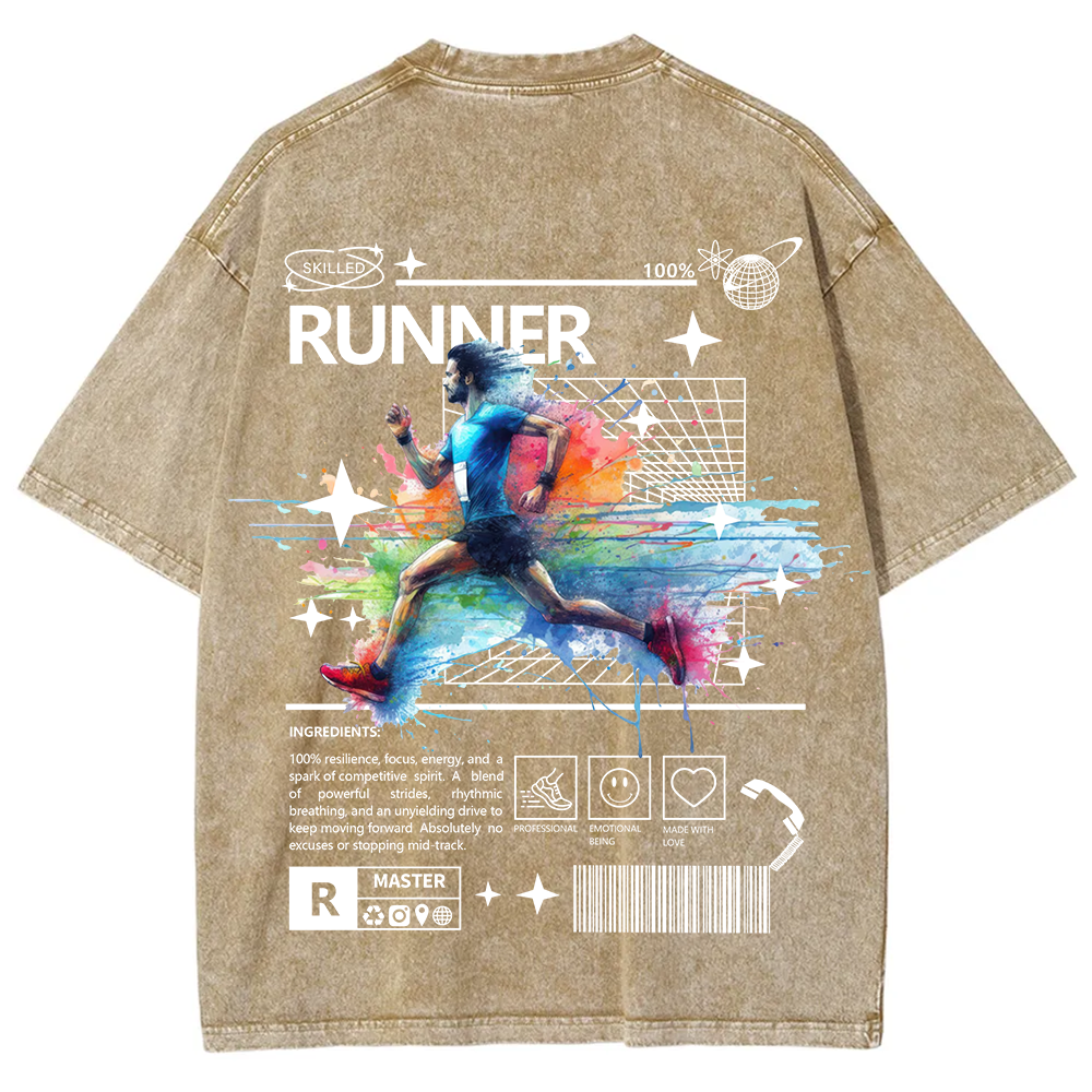 Runner Unisex Fit Washed T-Shirt