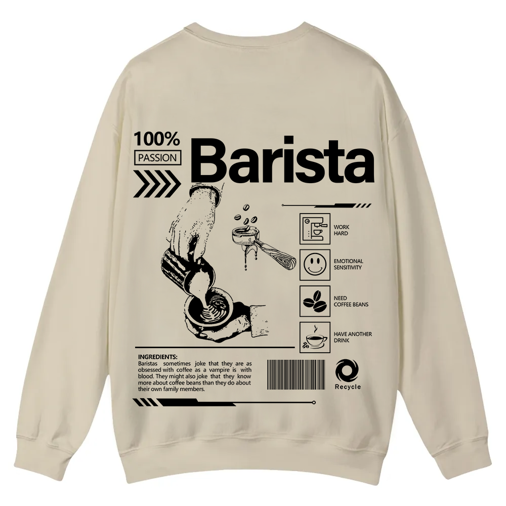 Barista Casual Crewneck Sweatshirt wearishow