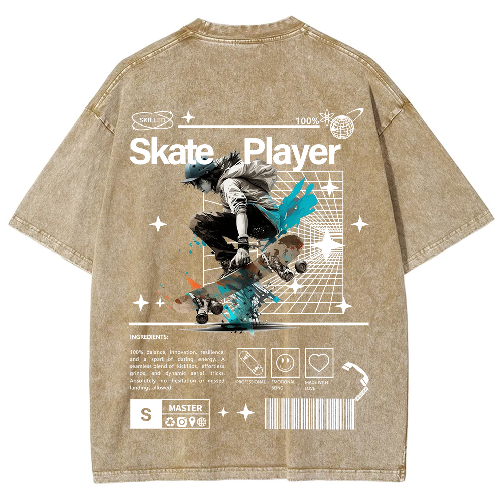 Skate Player  Unisex Fit Washed T-Shirt