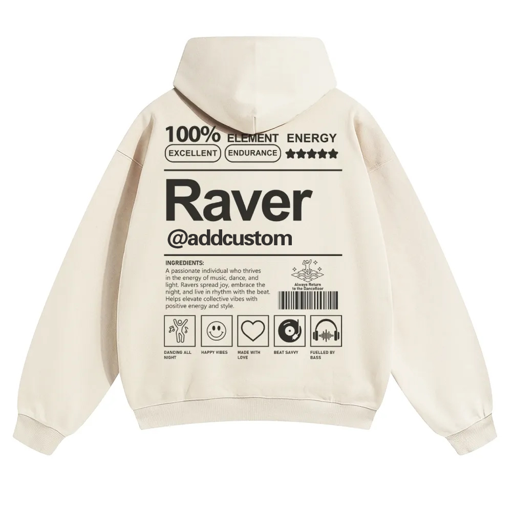 Addcustom Raver Solid Color Hoodie wearishow