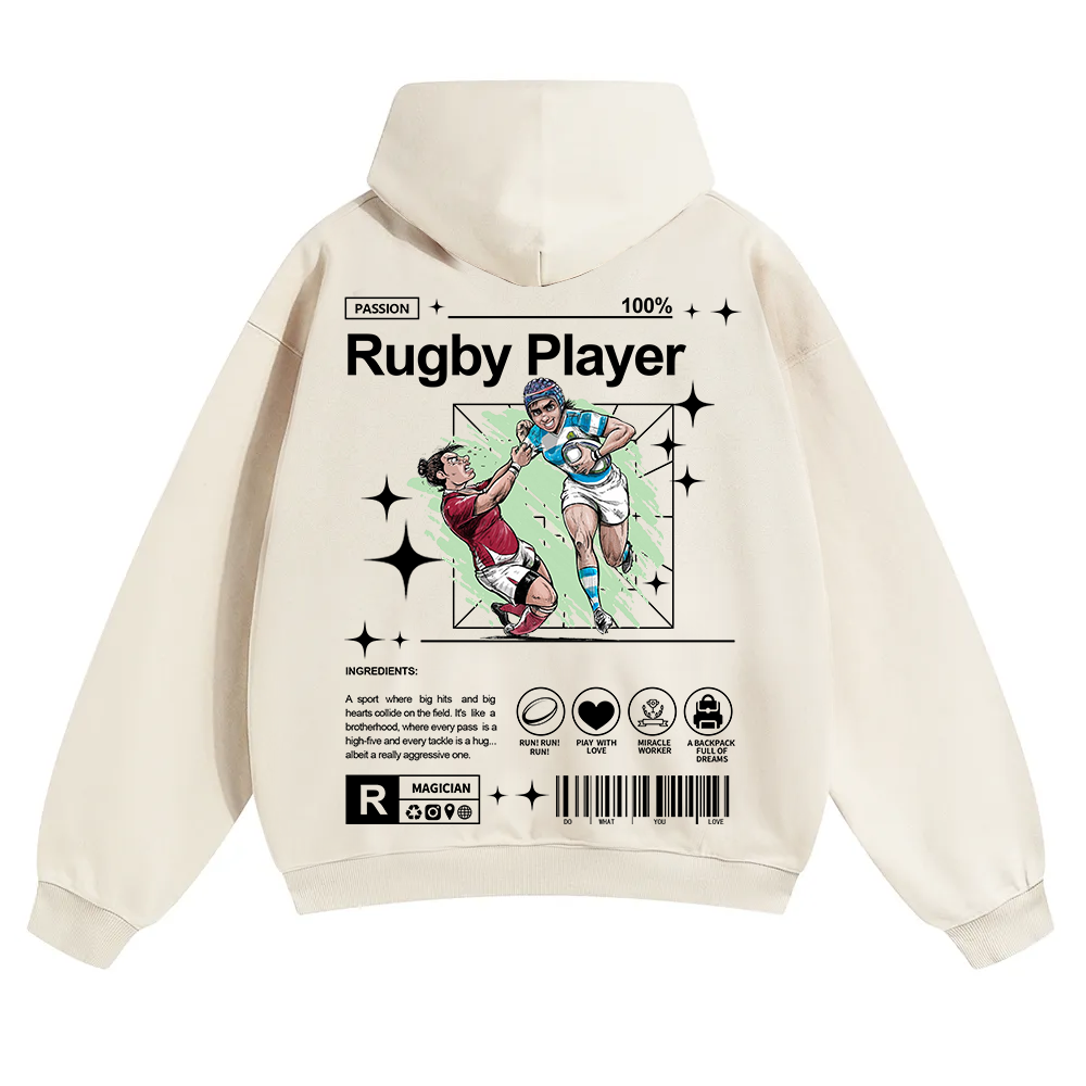 Rugby Player Unisex Solid Color Hoodie wearishow