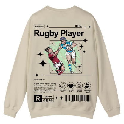 Rugby Player Casual Crewneck Sweatshirt wearishow