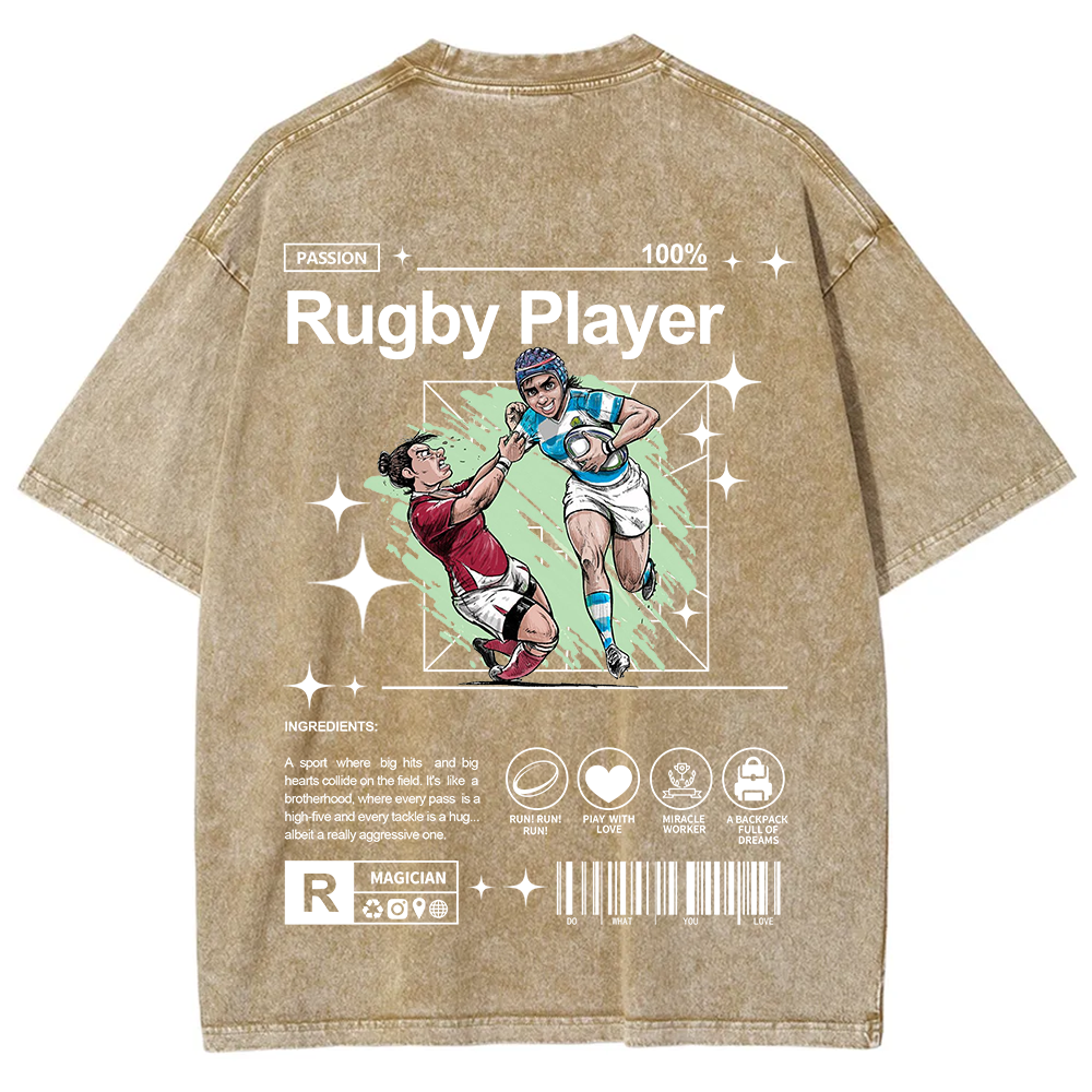 Rugby Player Unisex Fit Washed T-Shirt