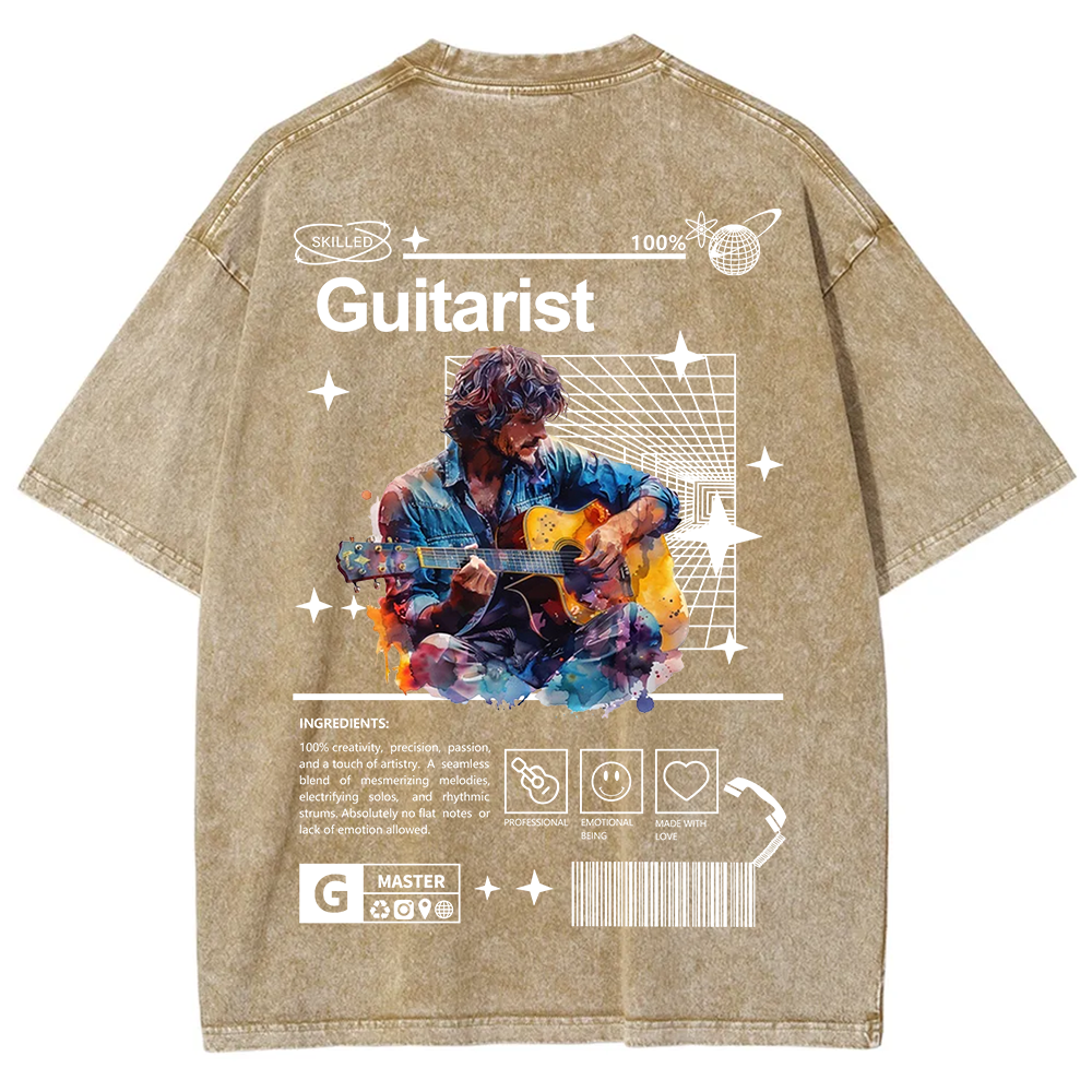 Guitarist Unisex Fit Washed T-Shirt
