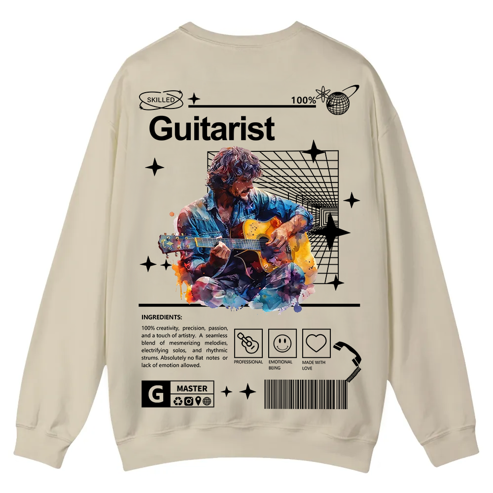 Guitarist Casual Crewneck Sweatshirt wearishow
