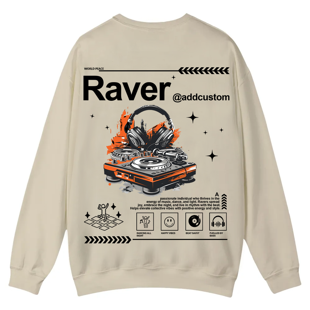 Addcustom Raver Casual Crewneck Sweatshirt wearishow