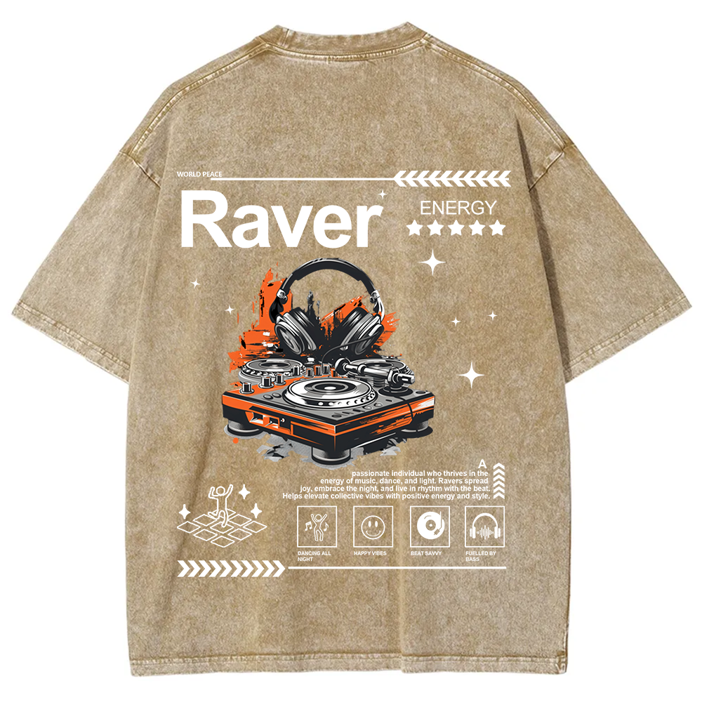 Raver Unisex Fit Washed T-Shirt