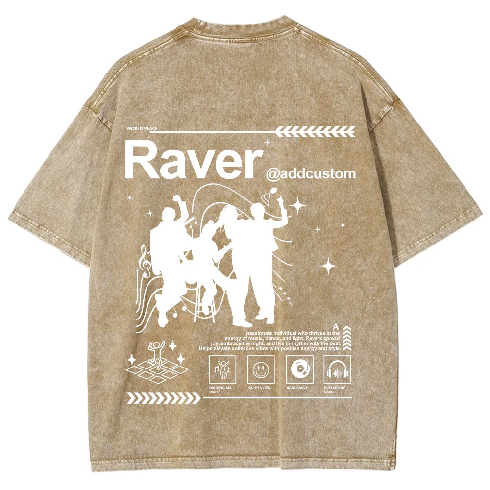 Addcustom Raver Unisex Fit Washed T-Shirt