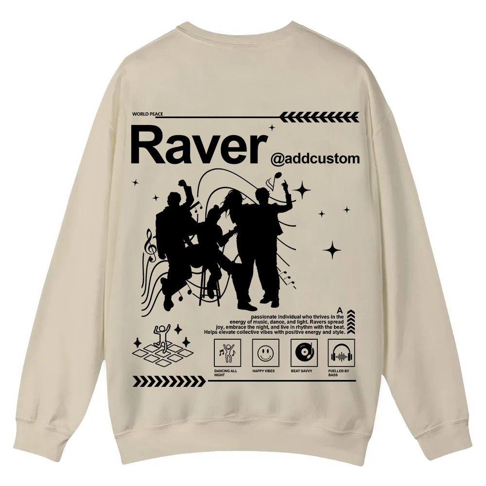Addcustom Raver Casual Crewneck Sweatshirt wearishow