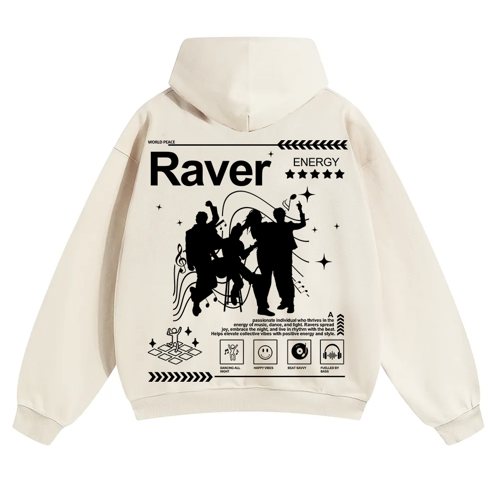 Raver Unisex Solid Color Hoodie wearishow