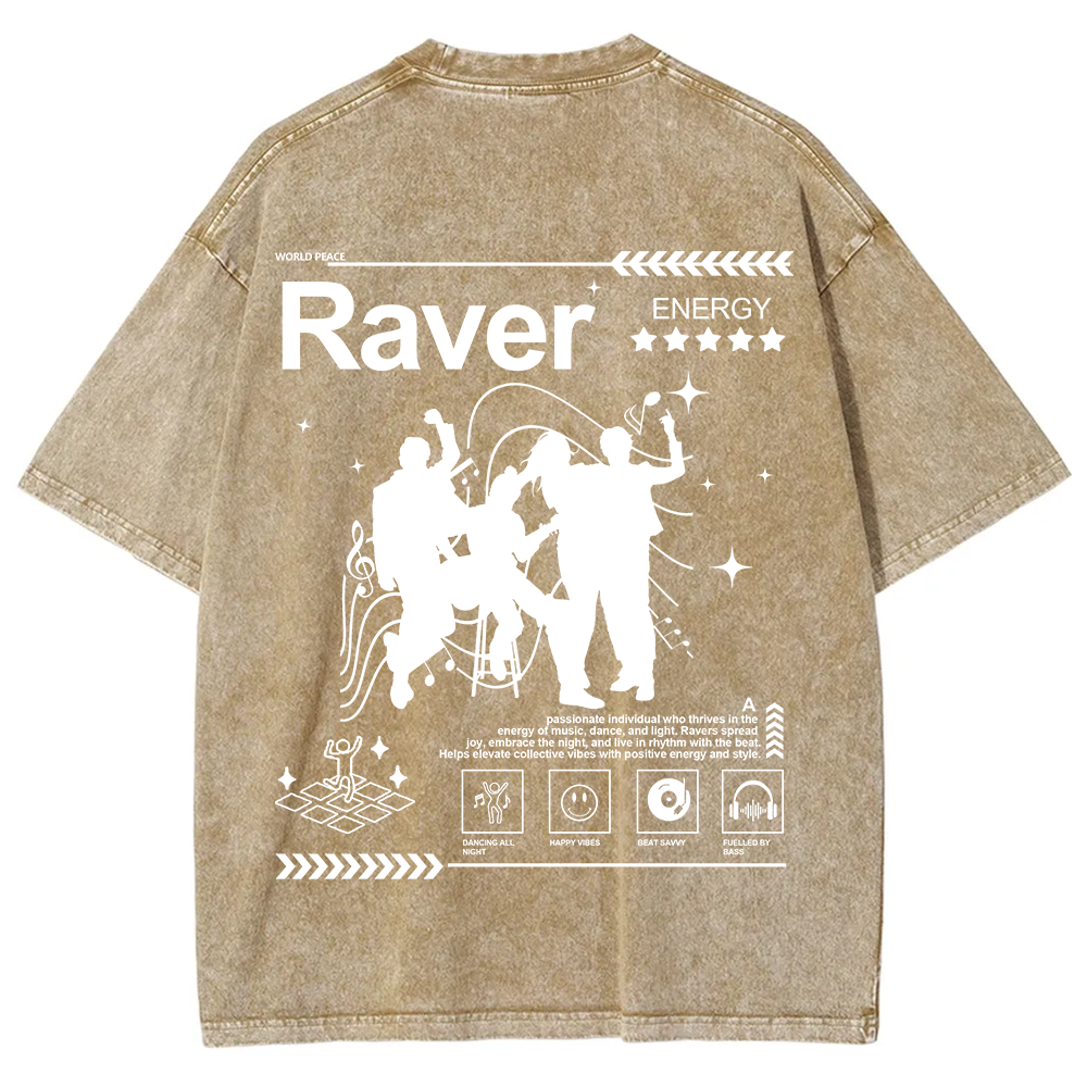 Raver Unisex Fit Washed T-Shirt